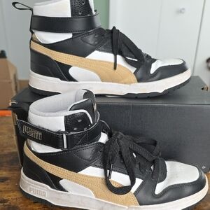 Puma Retro Athletic Sneakers Black White Tan 8M